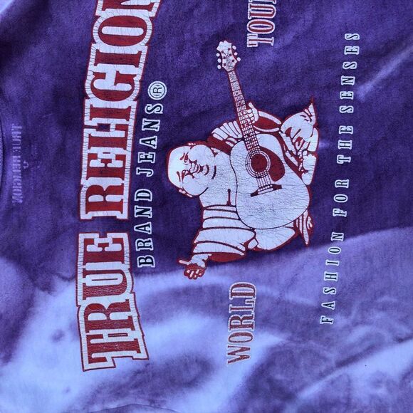 TIE Dyed True Religion Shirt Small Big Logo White/Purple - Picture 10 of 10